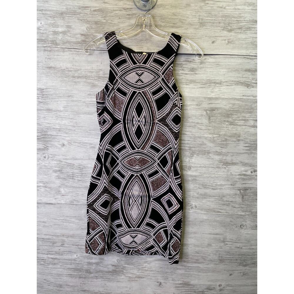 Speechless Juniors Black Gold Glitter Geometric Cocktail Dress 5 D65721J444
